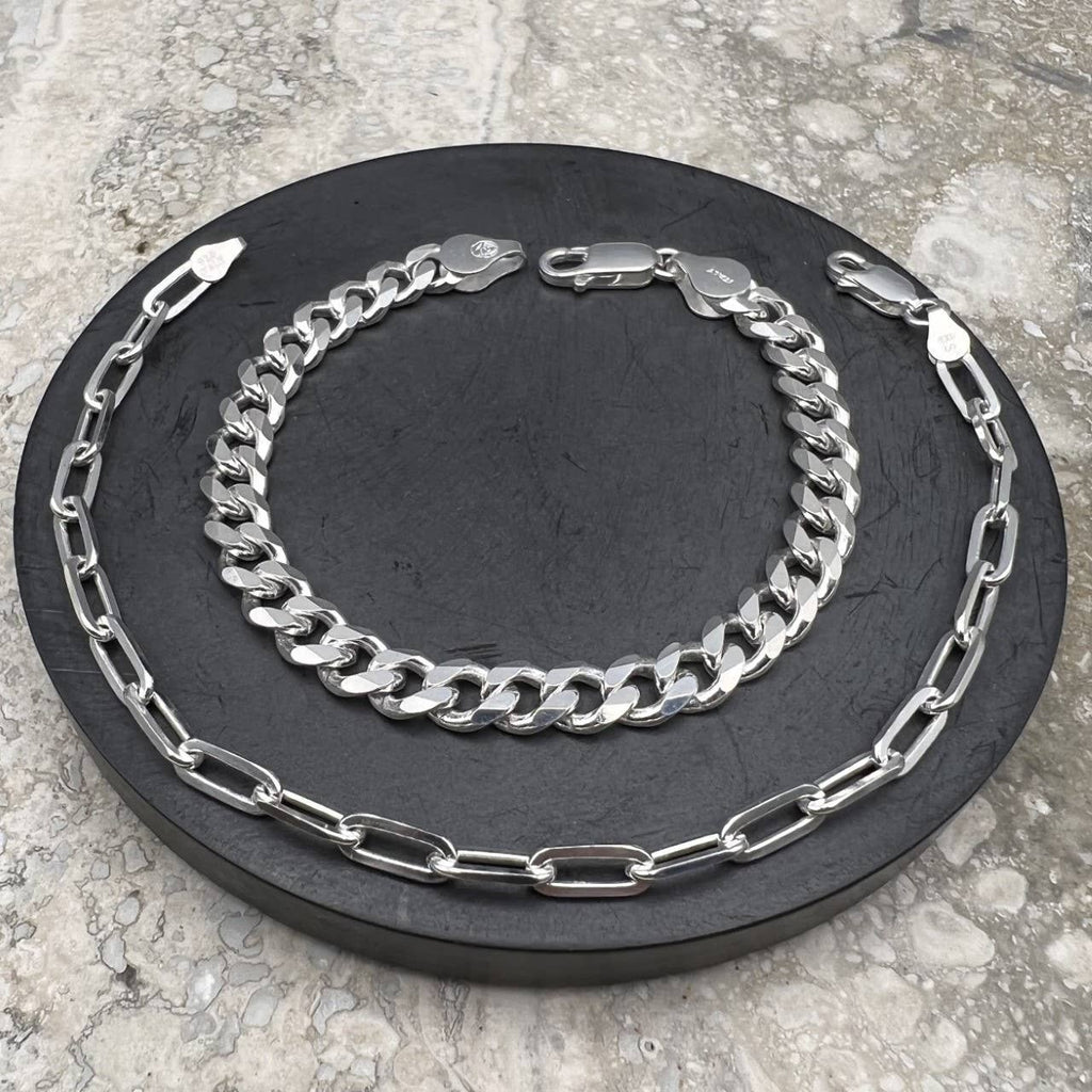 7mm Sterling Silver Curb Chain Bracelet: 7