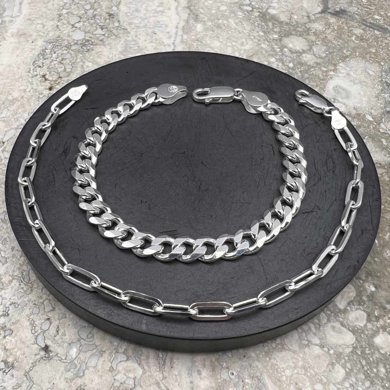 7mm Sterling Silver Curb Chain Bracelet: 7