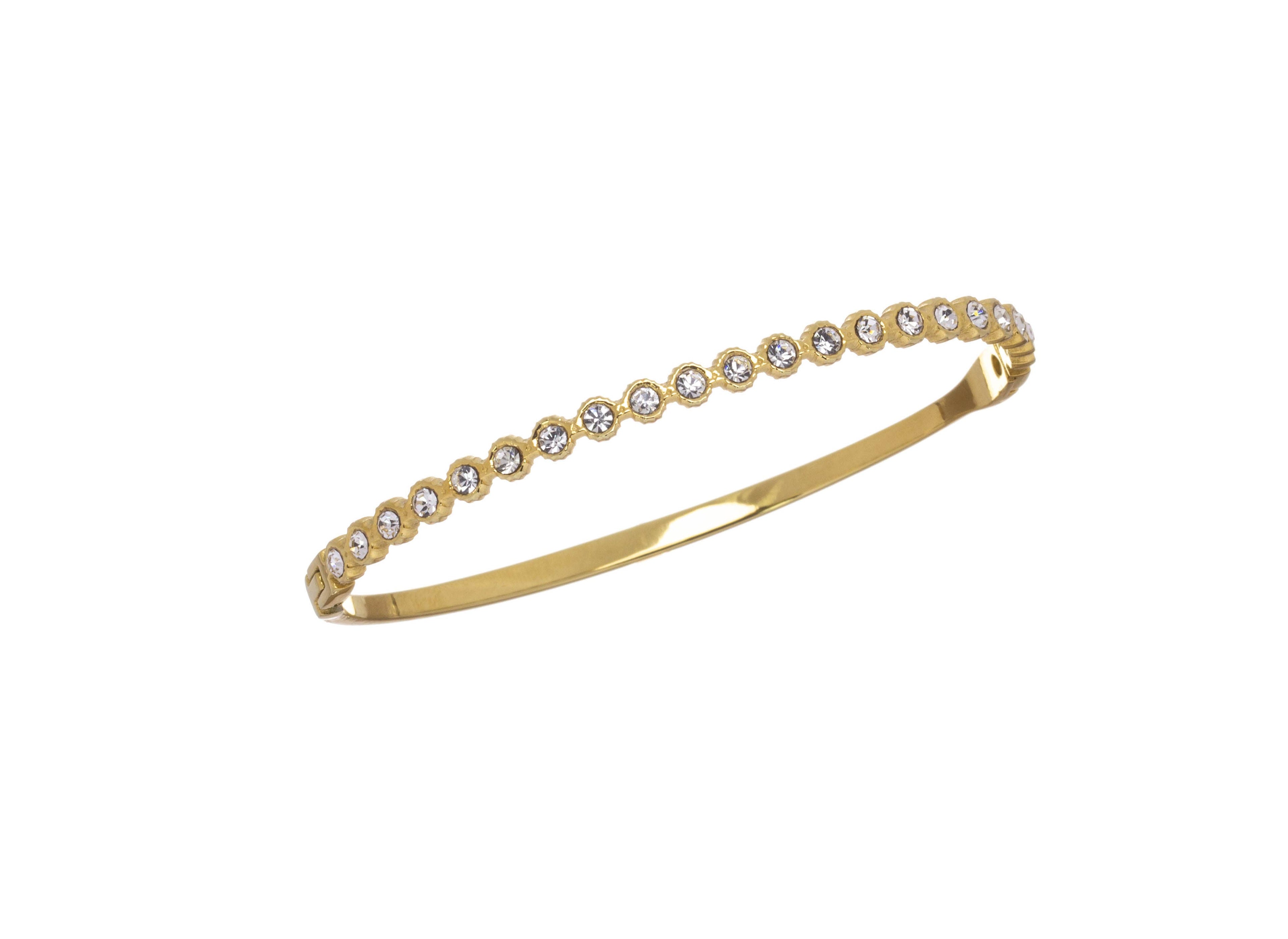 Stainless Steel Bangle,Tarnish Free Bangle,Hinged CZ Bangle: 1pc